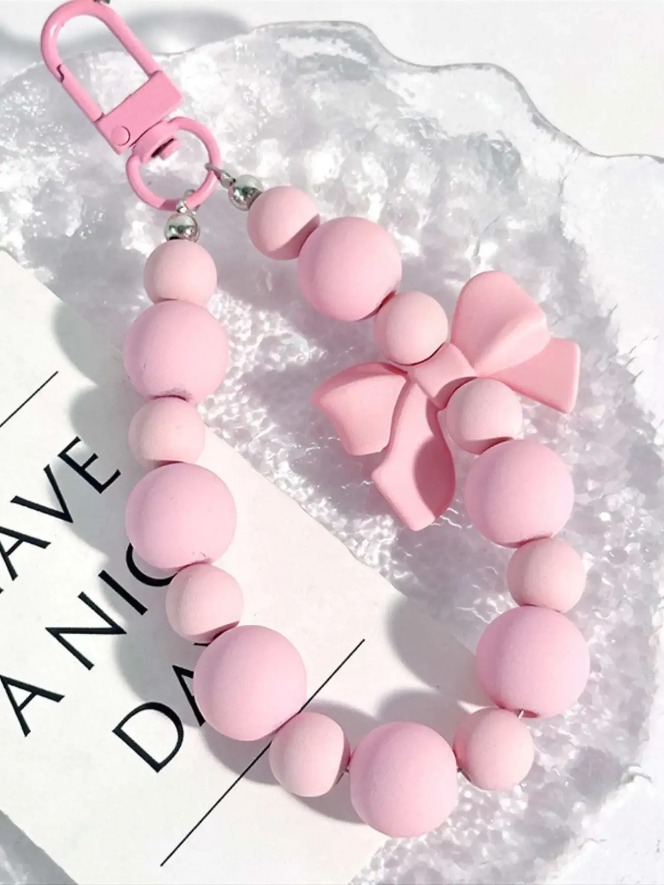1pc Pink Pearl Bow Keychain Mo - Phone Accessories For Teen Girls 评论和价格