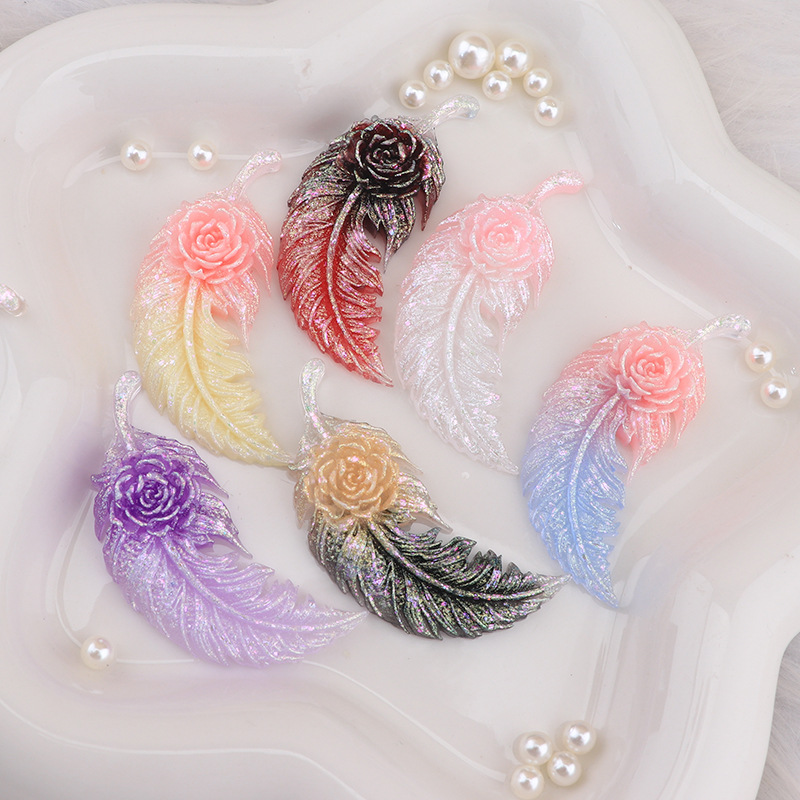 70PCS Rose Feather Resin DIY A - Phone Accessories Hanger 评论和价格