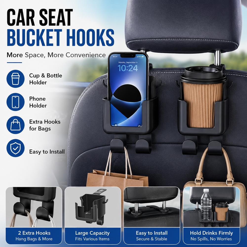 Car Seat Back Organizer Cup Ph - Phone Accessories Hooks 评论和价格